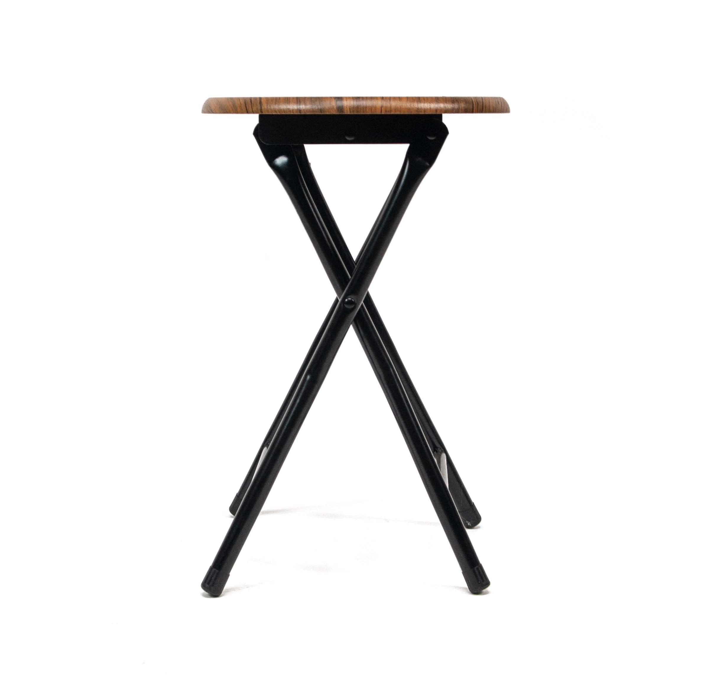 THE SECRET HOME - Pack de 2 Taburetes Plegables de Madera - 30x45cm - Estructura Metálica - Ideal para Cocina, Terraza o Jardín (Madera Oscura - Pack de 2)