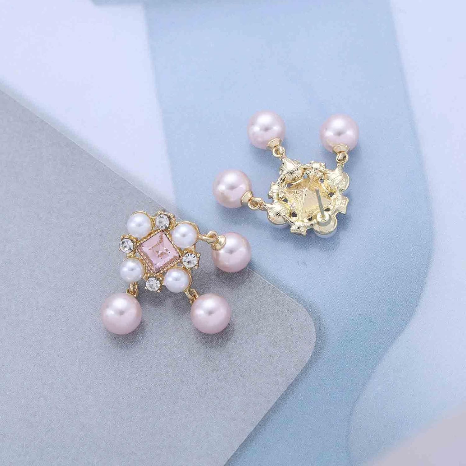 Vintage Crystal Pearl Chandelier Earrings Boho Pearl Tassel Drop Earrings Pearls Cluster Chandelier Earring Gold Cz Pearls Chain Earring Jewelry for Women - Image 7