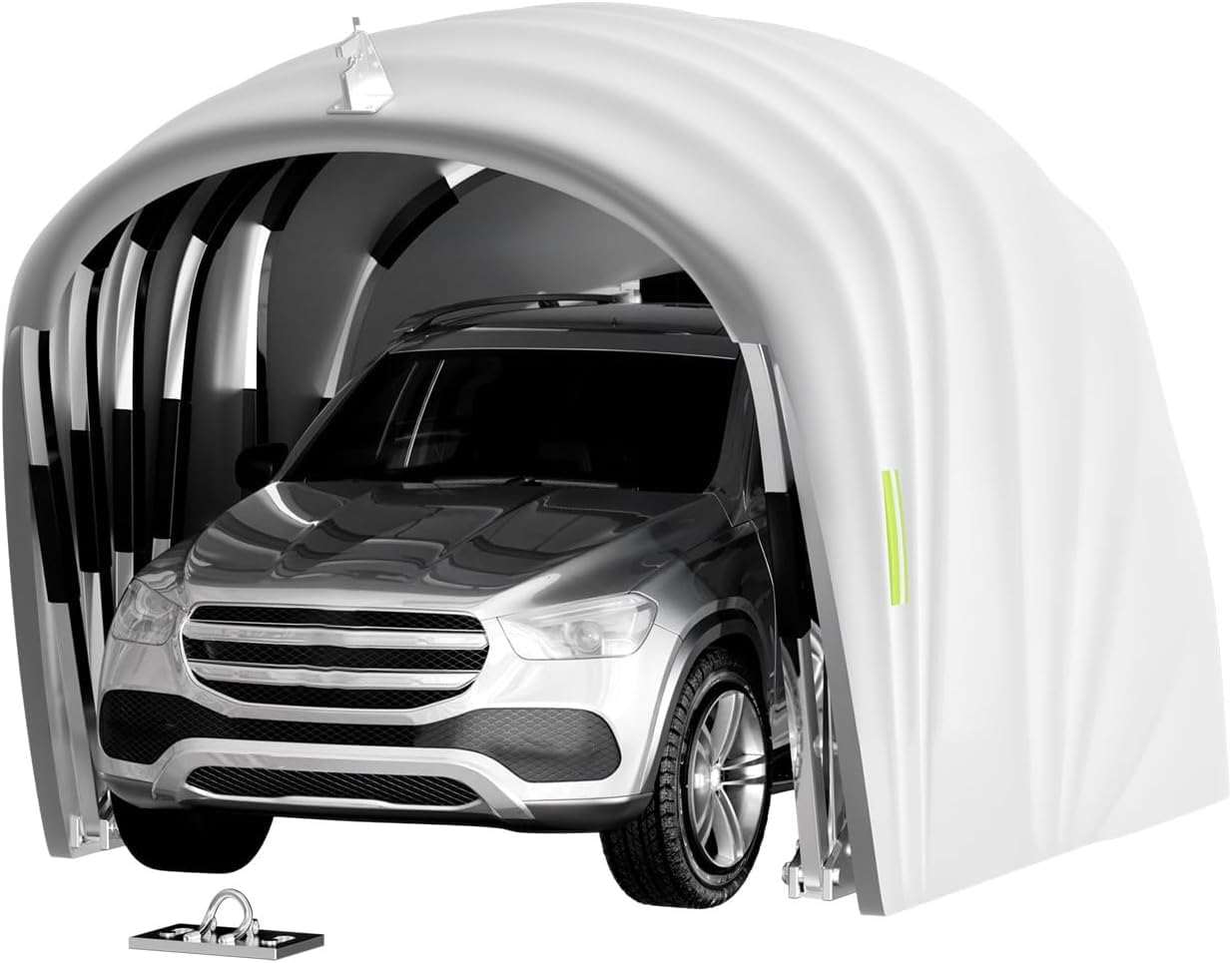Garage esterno per auto, tenda da campeggio per garage, tenda, impermeabile, con serratura, garage pieghevole, mobile, per tutti i tipi di auto, grigio
