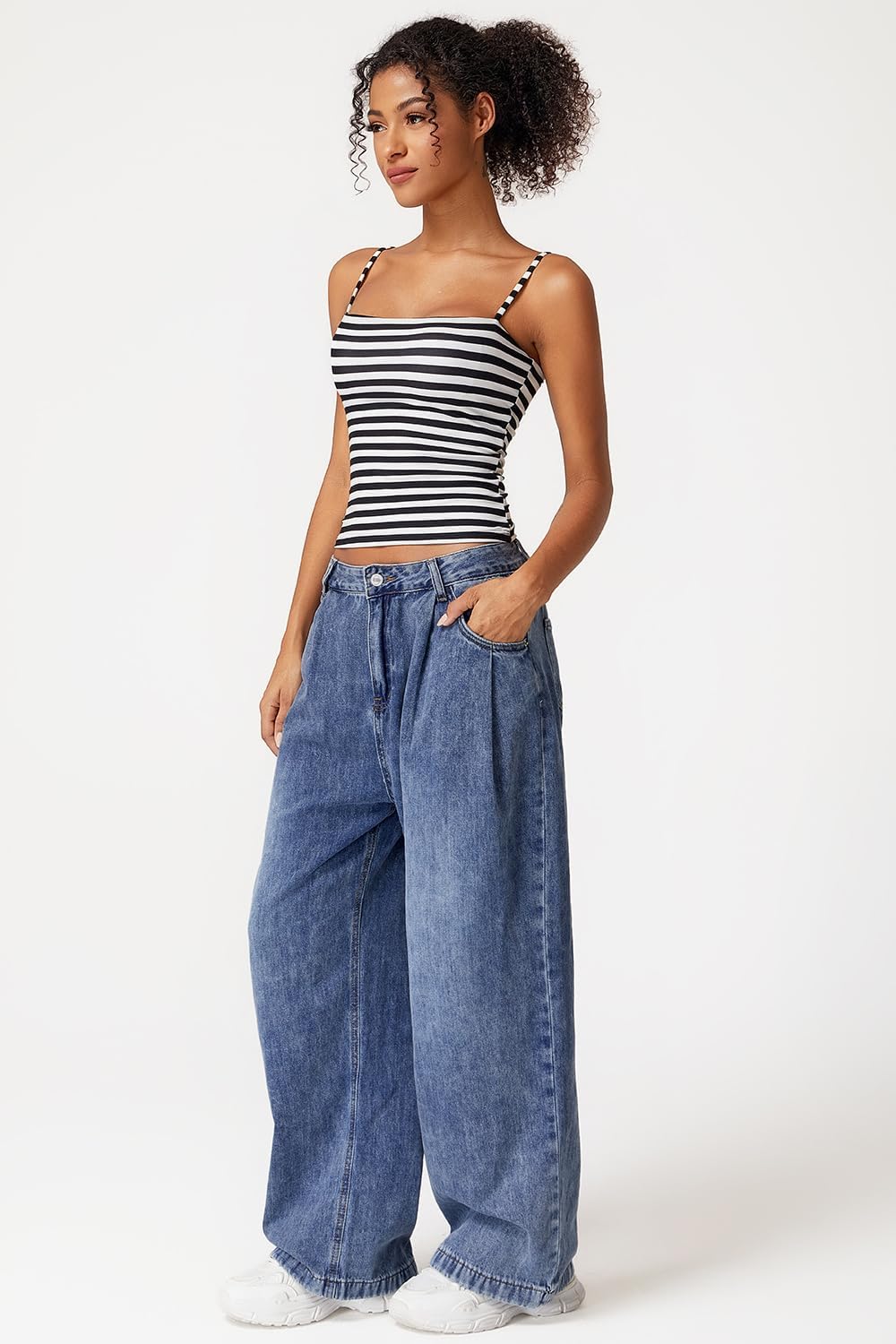 QINSEN Women's Double Lined Basic Tank Top Adjustable Spaghetti Straps Sleeveless Camisole Shirts - Image 6