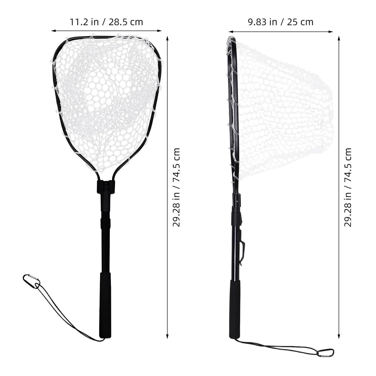 GARVALON Red de Pesca Plegable de Silicona Ligera con Asa de Aleación de Aluminio, Portátil y Compacta para Captura de Peces en Actividades al Aire Libre