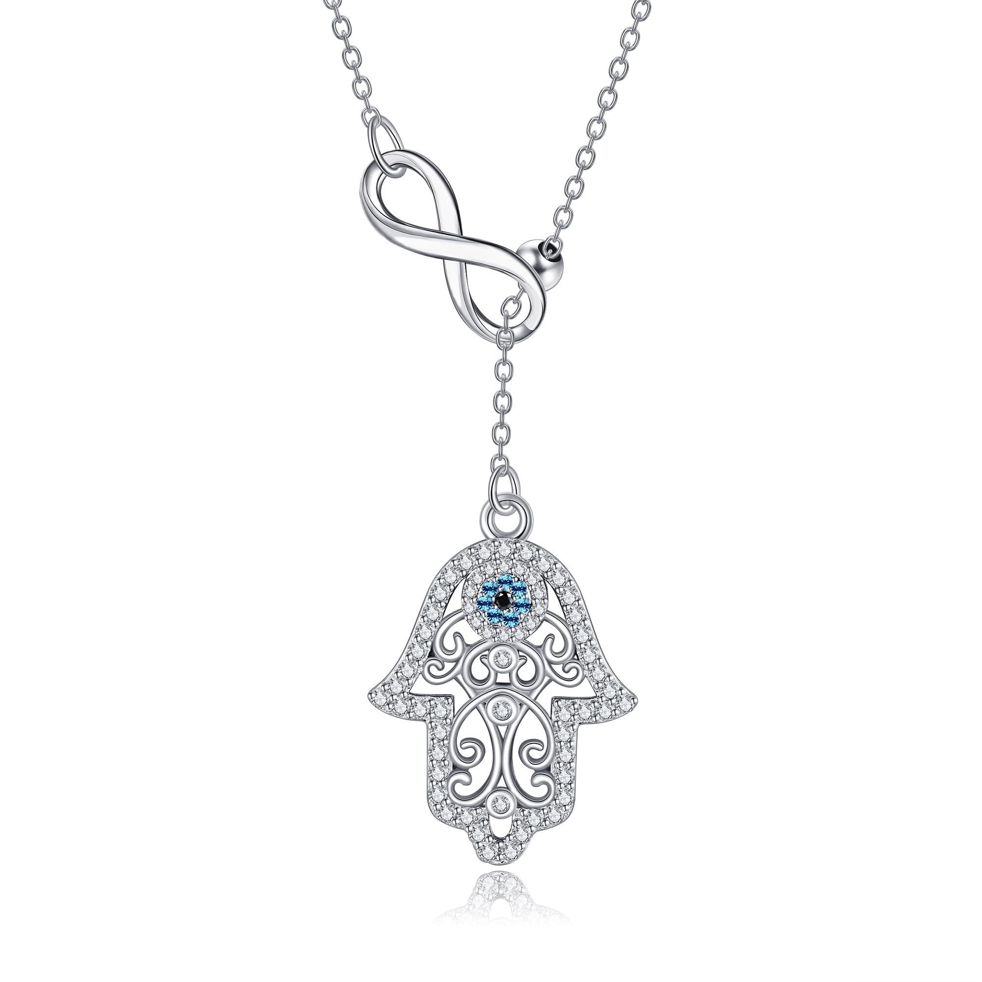 ONEFINITY Hamsa Hand Kette 925 Sterling Silber Hand von Fatima Anhänger Halskette Schmuck Geschenk für Damen