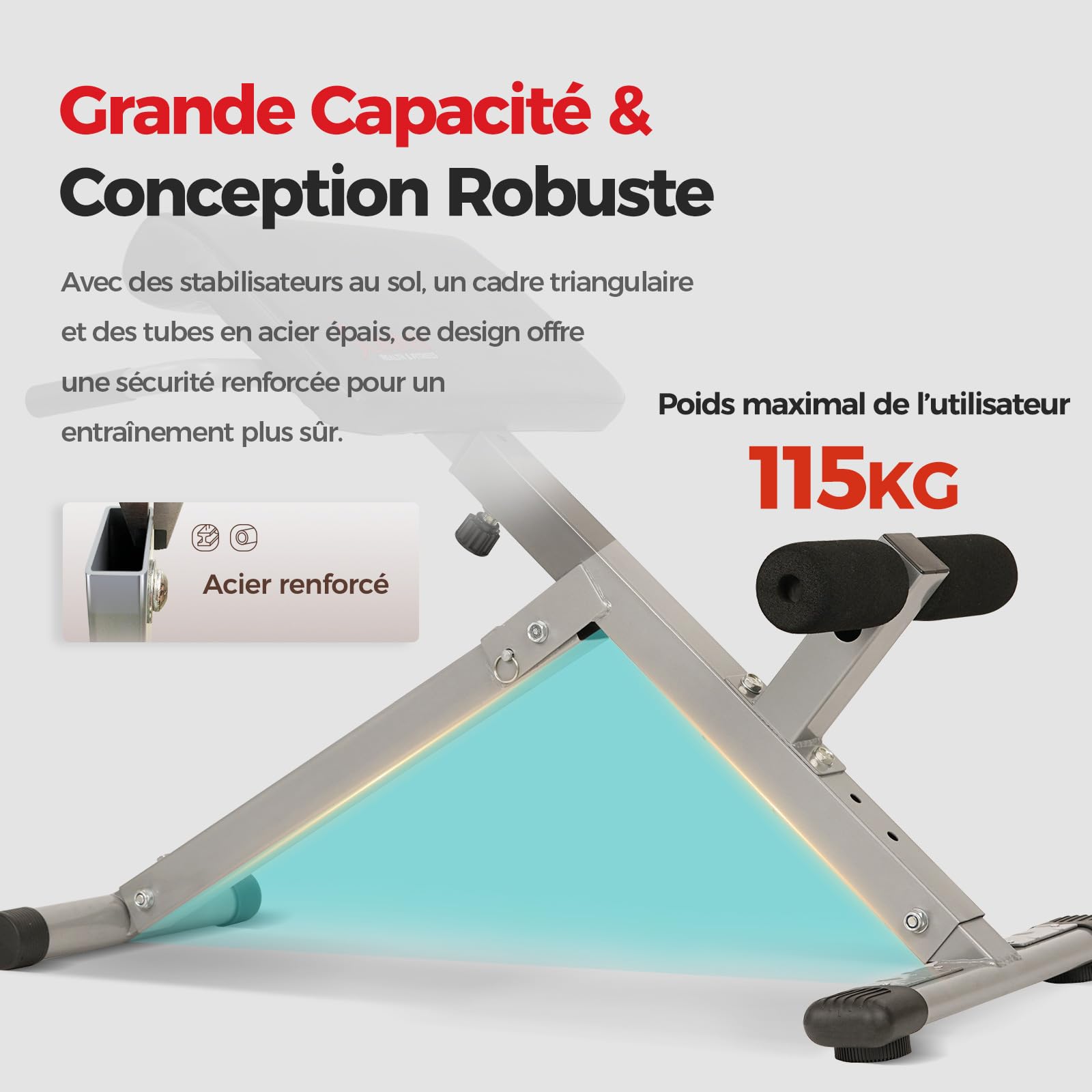 Sunny Health & Fitness Chaise romaine d'hyperextension, banc de gymnastique pour abdominaux, pour la maison - SF-BH6629