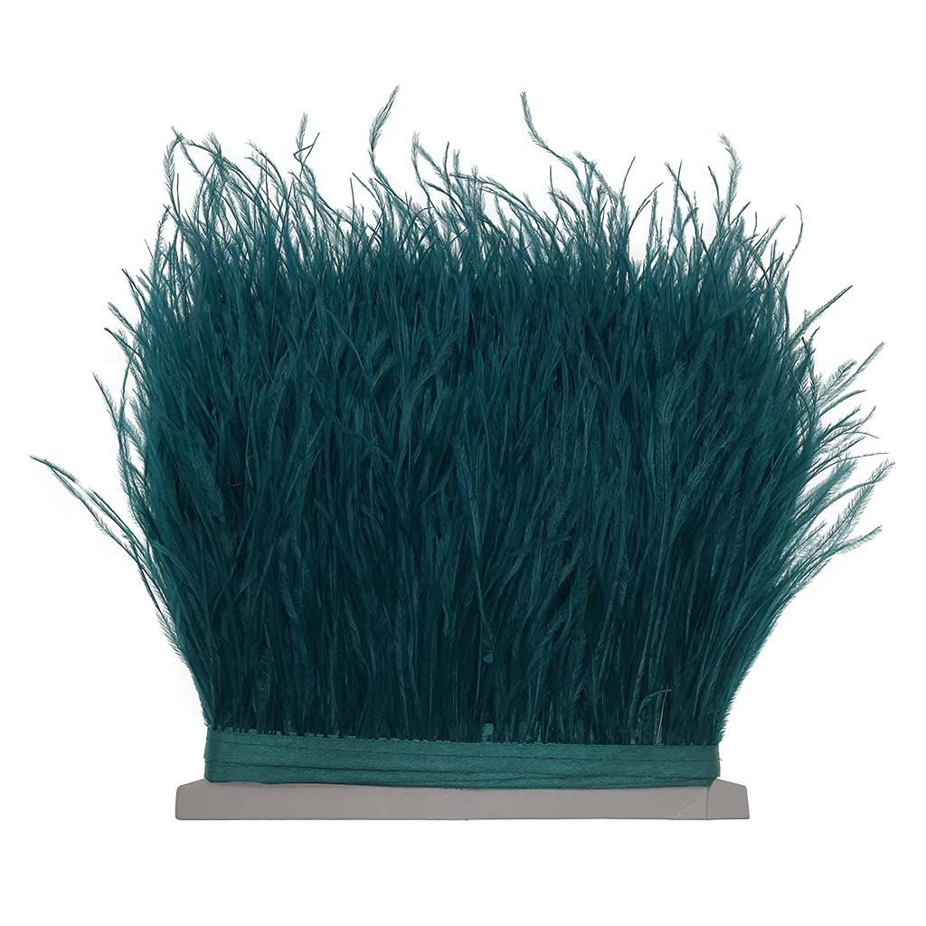 Nastro Con Frange Di Piume Di Struzzo Per Artigianato – 2 Metri, Larghezza 10-15 Cm, Colore Champagne, Per Abiti E Costumi - 3
