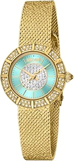 ساعة يد حريمي بهيكل وسوار ذهبي من الفولاذ المقاوم للصدأ من جست كافالي