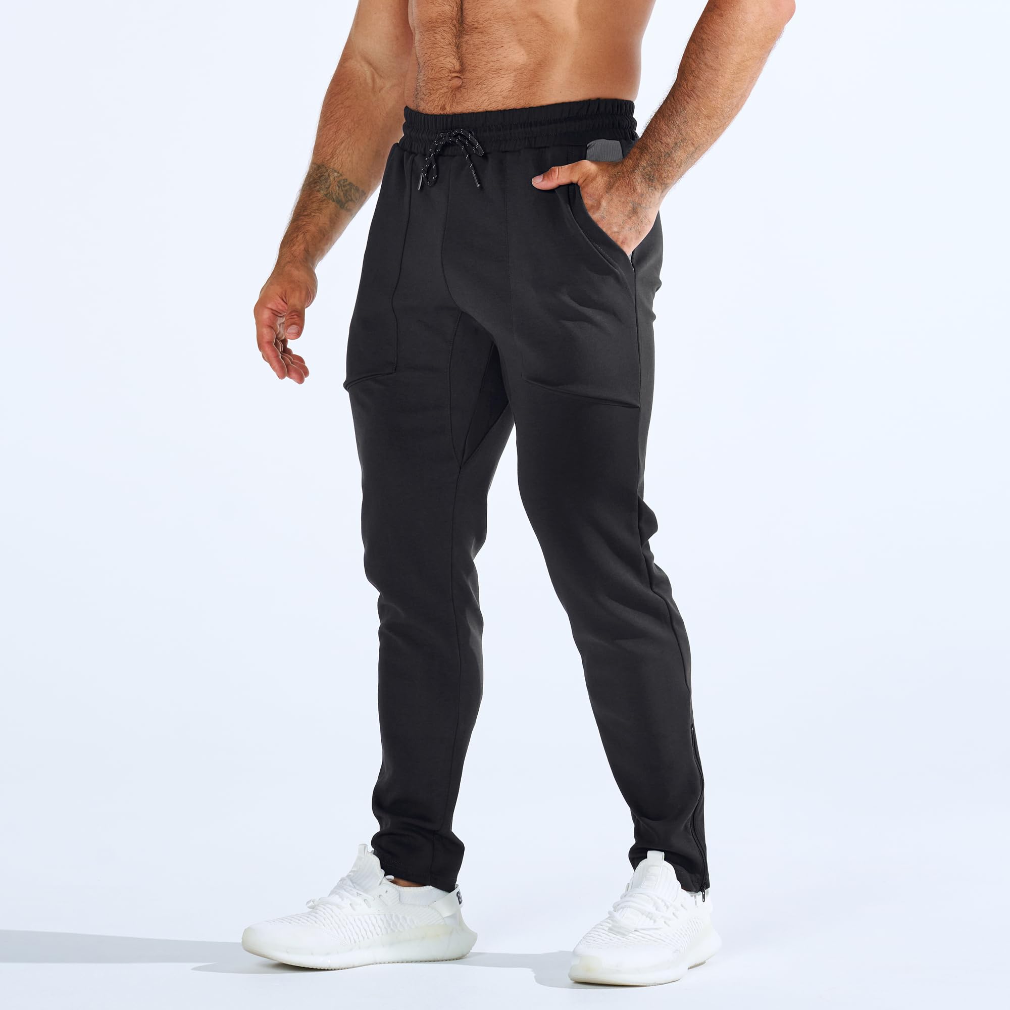 BROKIG Fitness Jogginghose Herren Lang mit Patchtasche, Gym Baumwolle Trainingshose Sporthose Herren Lang Slim Fit Hose