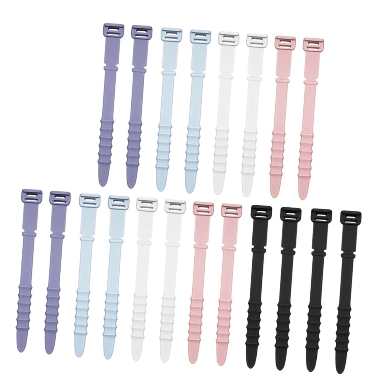 Artibetter 20pcs Tape Cable Management Silicone Wire Organizer Wire Ties Straps Rubber Ties Cable Storage Clips Reusable Zip Ties USB Cable Winder Silica Gel Electric Wire Storage Set