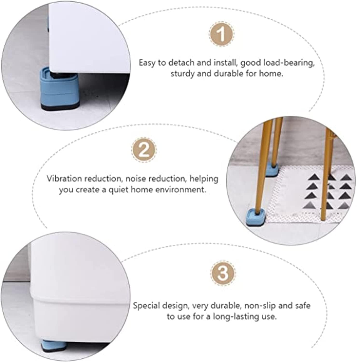 Heavy-Duty Adjustable Furniture Risers, Stackable Bed Leg Extenders with Non-Slip Pads, Floor Protectors (Pack of 8) 1