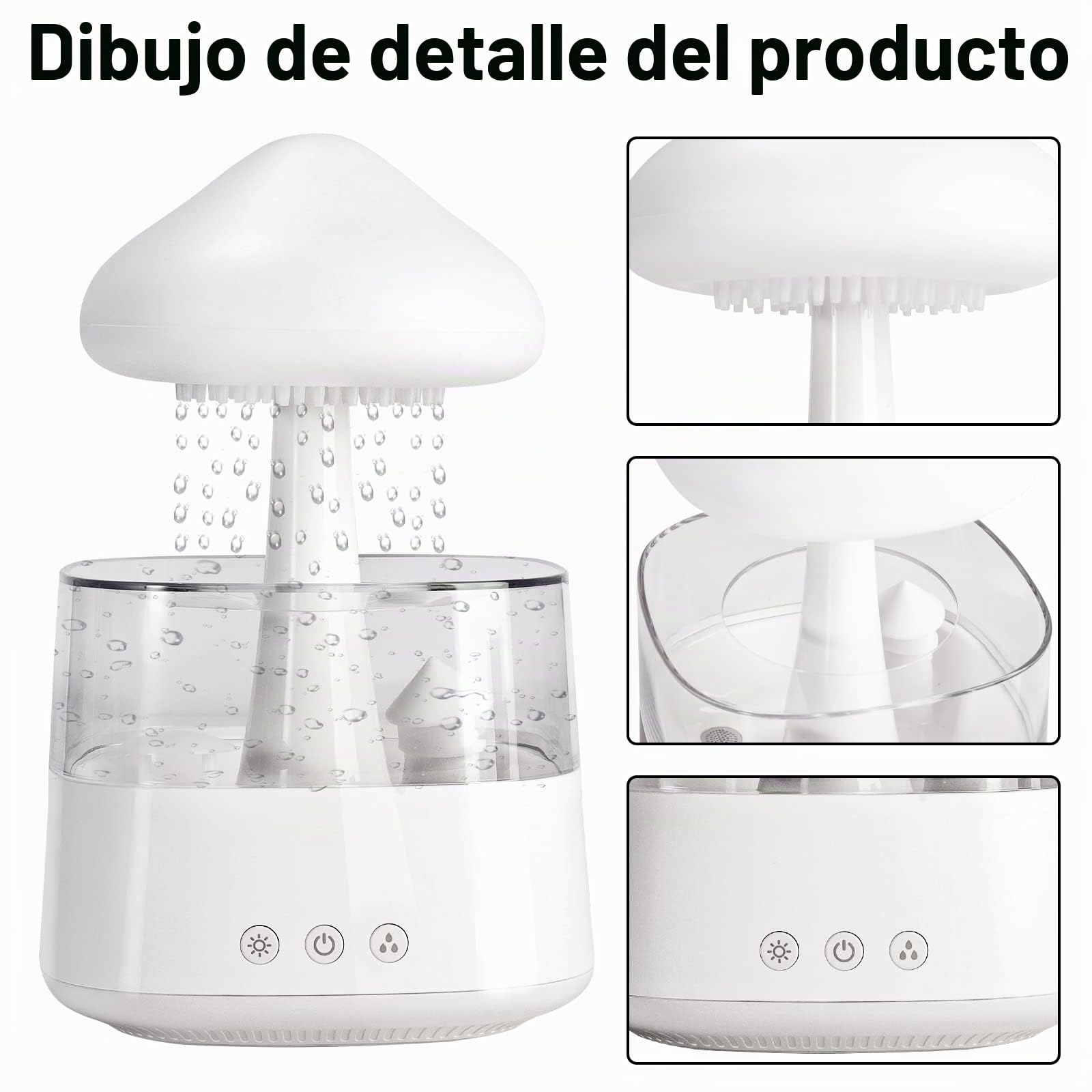 Humidificador de aire de 450 ml, para habitación infantil, sin BPA, apagado automático, fácil de limpiar para oficina, planta (blanco)