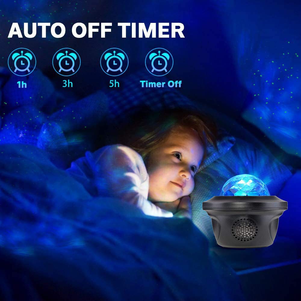 LED Sternenhimmel Projektor Baby Nachtlichter & schlummerleuchten für Kinder, Projektor Lampe Ozean mit Fernbedienung und Timer, Bluetooth Lautsprecher