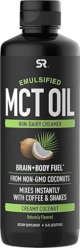 Aceite MCT emulsionado 16 onzas hecho de cocos sin OMG crema sin lácteos para cerveza fría café ceto batidos de proteínas ensaladas y más no