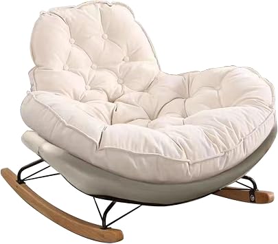 Upholstered Rocking Chair Deerskin Velvet Glider Rocker High Back Arm Chair Modern Rocking Accent Chairs Comfy Side Chair for Bedroom, Living RoomMint Green