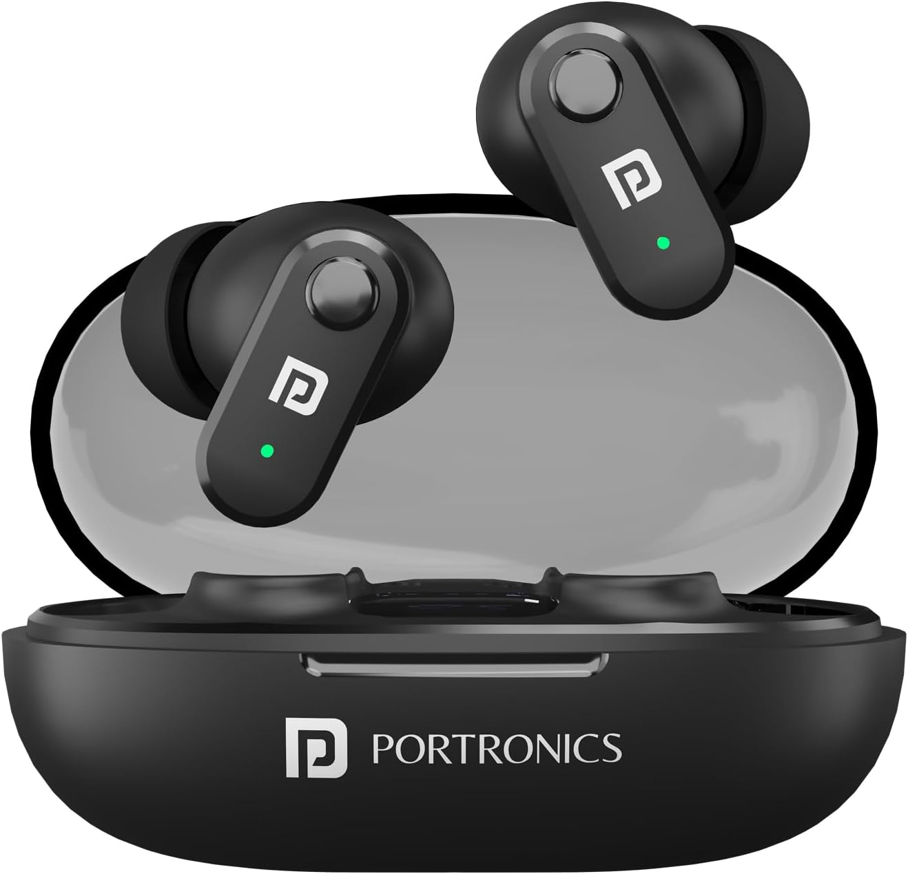 Portronics Harmonics Twins S16 in Ear Wireless TWS Earbuds with 24 Hrs Playtime, Clear Calls, Game & Music Mode, Low Latency, Bluetooth 5.3v, LED Display, Type C Fast Charging(Black)