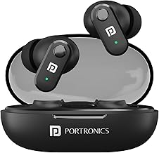 Portronics Harmonics Twins S16 in Ear Wireless TWS Earbuds with 24 Hrs Playtime, Clear Calls, Game & Music Mode, Low Latency, Bluetooth 5.3v, LED Display, Type C Fast Charging(Black)