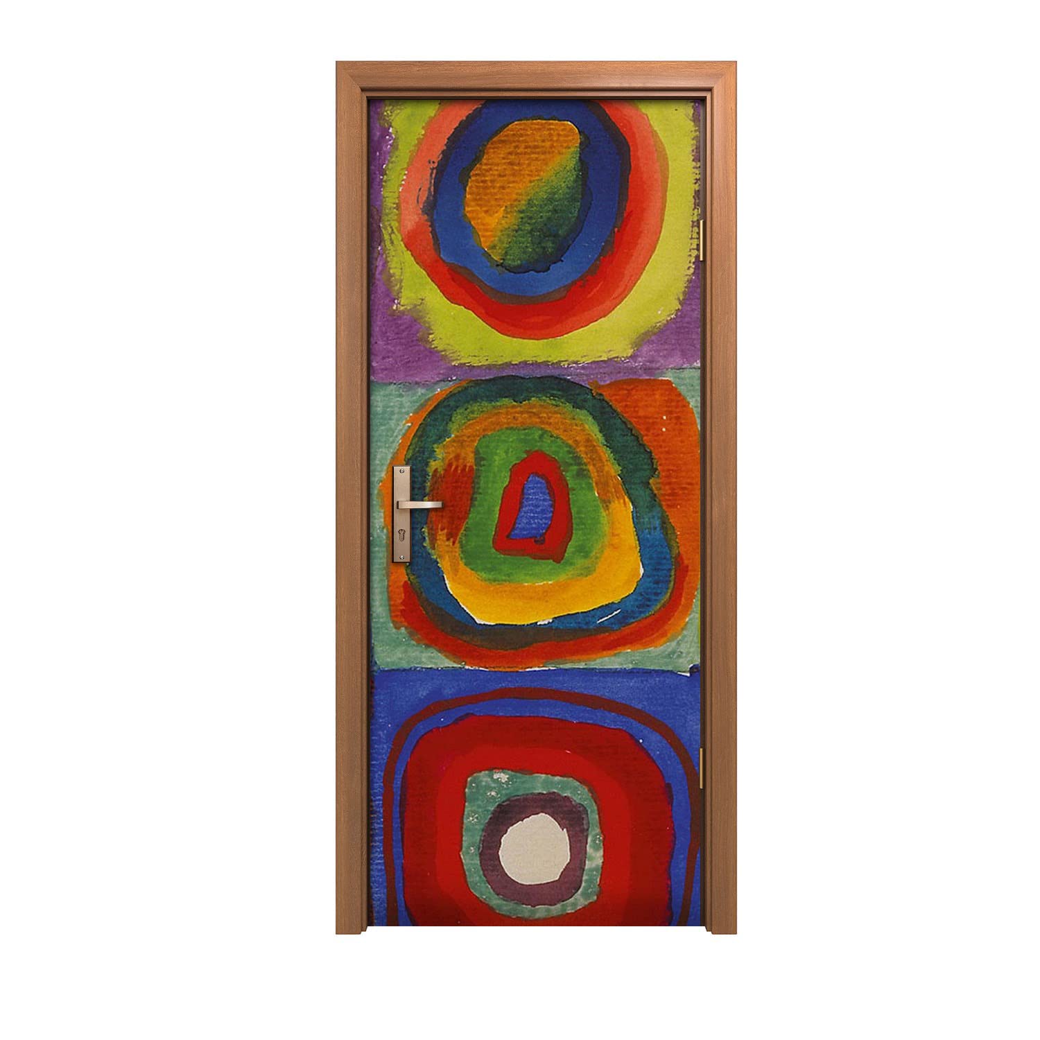 Autocollant de porte 90x200cm Kandinsky pour cacher les imperfections murales