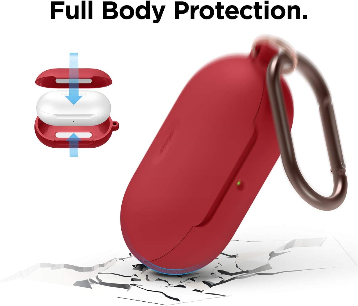 elago Silicone Case Designed for Samsung Galaxy Buds Plus Case (2020) / Galaxy Buds Case (2019) [ Red ] - Full Body Protection, Adhesive Gel Pad, Wireless Charging