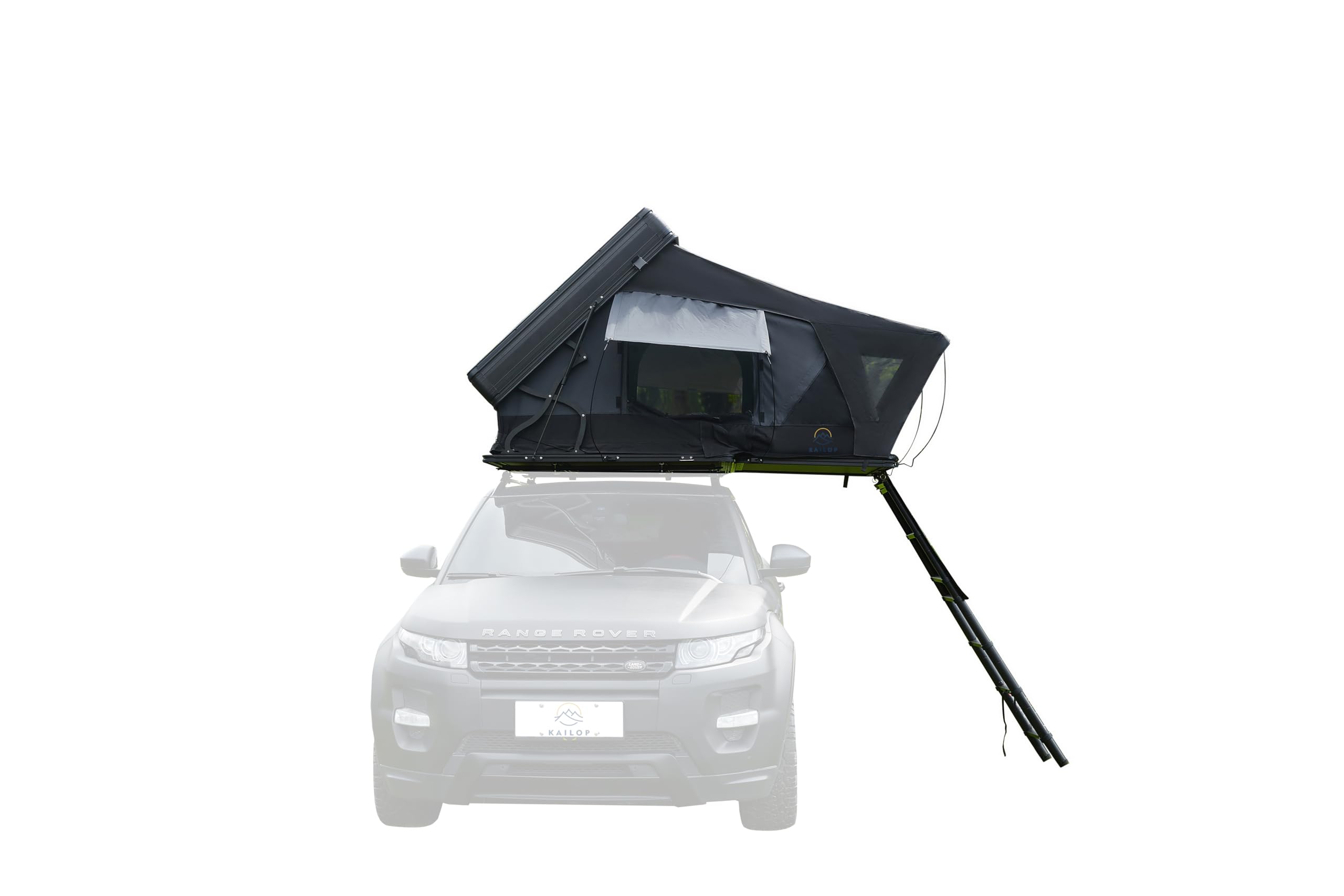Tente de Toit à Coque Dure KAILOP KOP 2.0, auvent Ripstop 200 g, fenêtres en Maille 125 g, poteaux hydrauliques à air Allemand, PU5000+ imperméable, Protection Solaire UV50+, Taille Ouverte 215 x 133