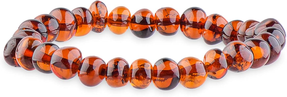 Unisex Bracelet - Polished Baltic Sea Amber Jewelry - Baroque Shape Amber Beads Hand-Assembled in Europe