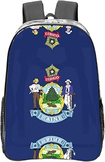 Maine State Flag Fashion Clear Backpack,Transparent Bookbag,See Through Bag For Work Travel For Women And Men