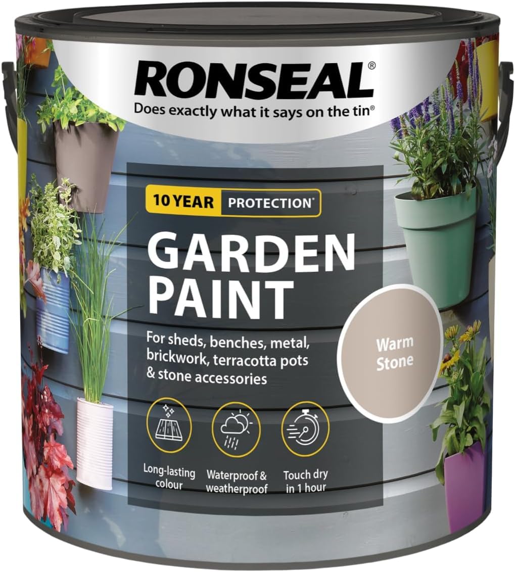 SuperGift.com Garden paint adds colour, waterproofs, and improves water repellence (Warm Stone, 2.5 Liters)