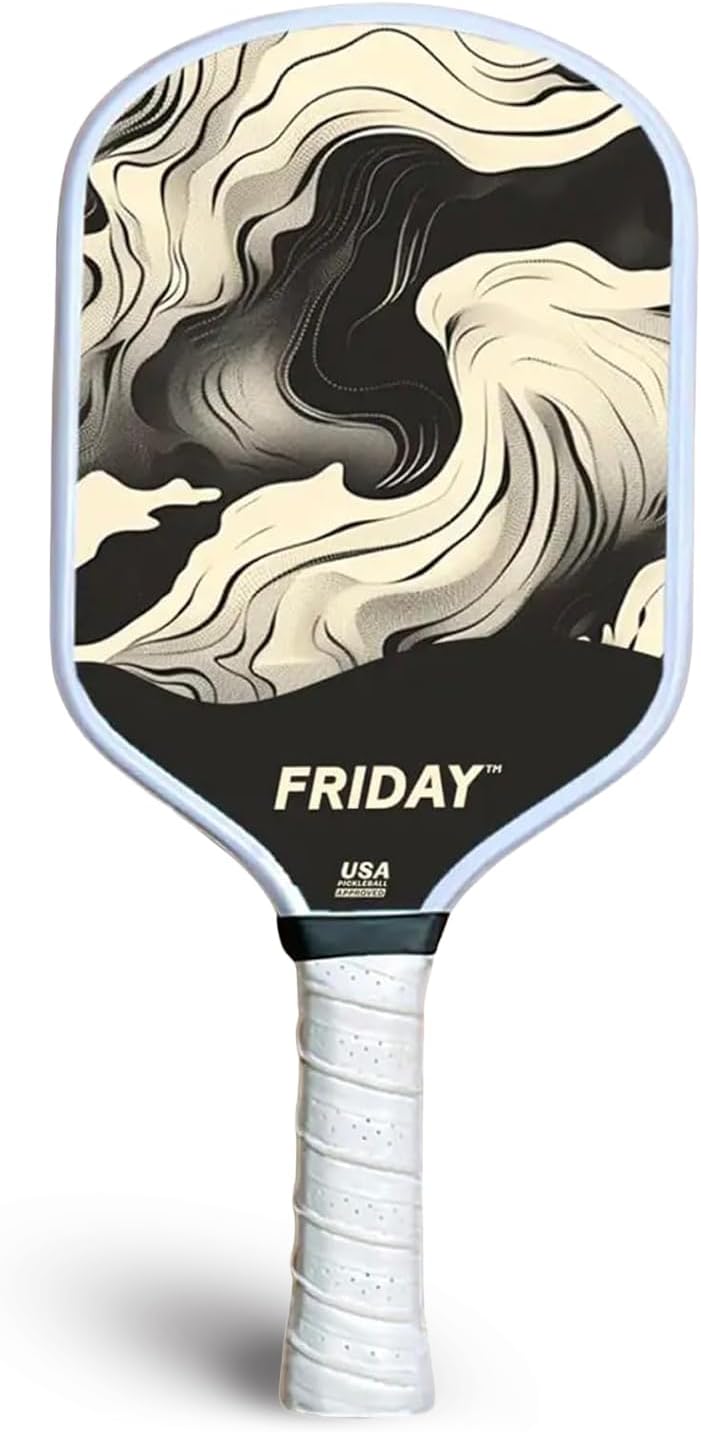 Friday Pickleball Paddle, USA Pickleball Approved, Durable Carbon Fiber, Thermoformed Unibody Design, Honeycomb Core, Gritty Surface for Spin