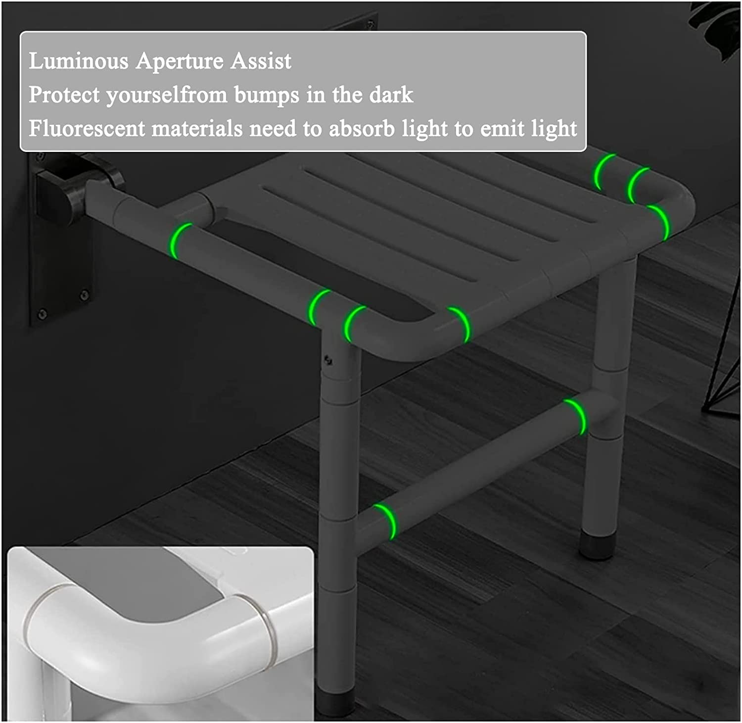 Asiento de Ducha abatible montado en la Pared Asiento De Ducha Plegable Con Patas, Taburete De Ducha for Ducha Interior Sillas De Seguridad Montadas En La Pared for Ducha for Personas Mayores Con Pata