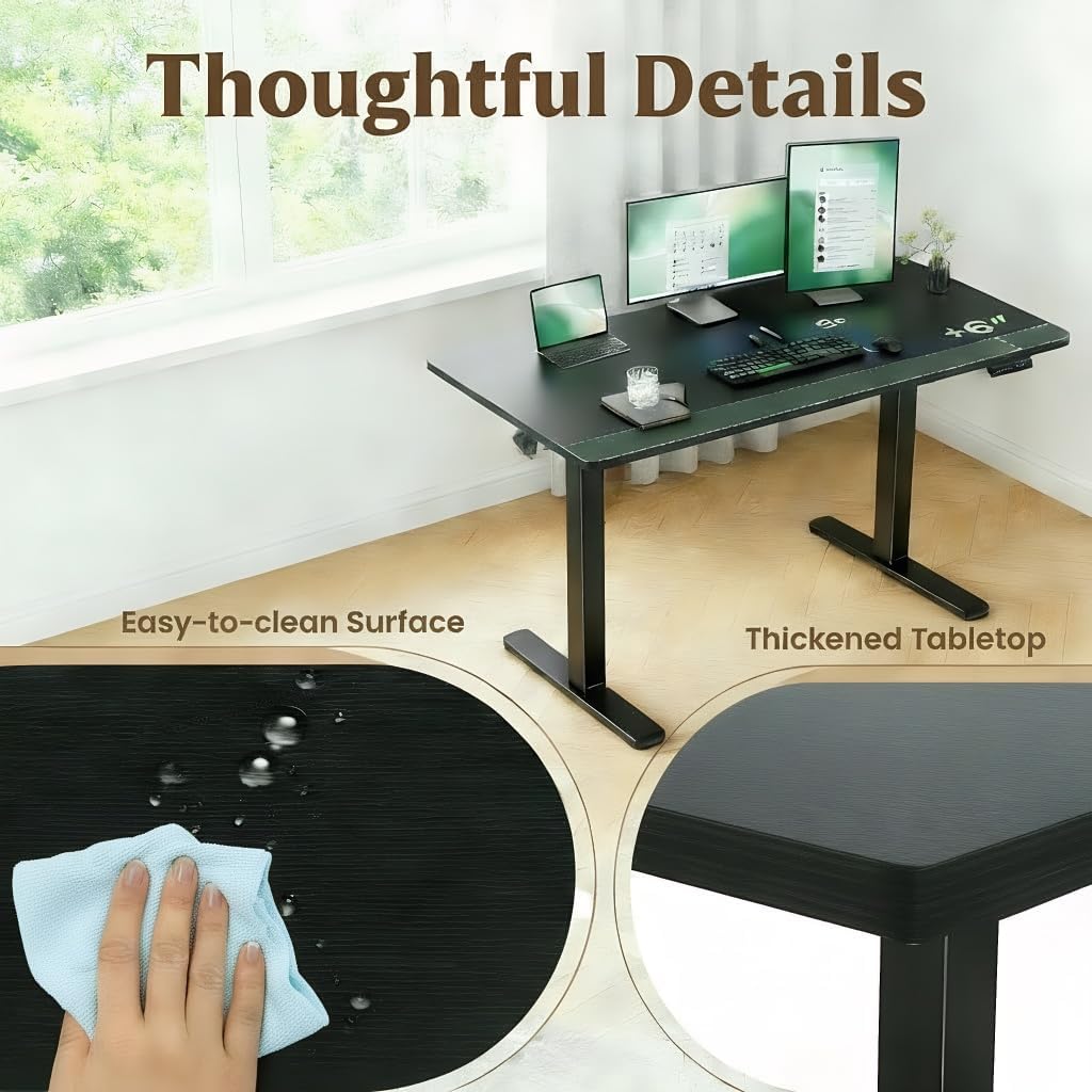 Marsail Whole Table Top, 63" x 30" Inch One-Piece Standing Desk Top, Rectangular Black Wood Board for Height Adjustable Desk&Home Office