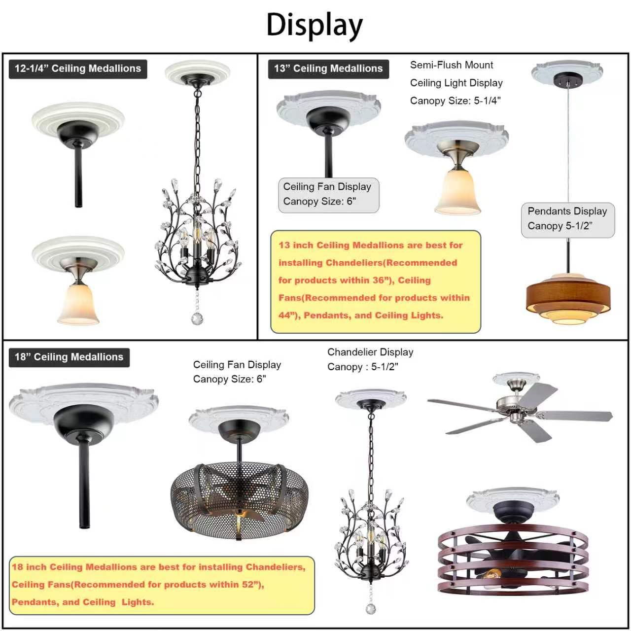 ELFHYT Matte Black PU Ceiling Medallions — Amazon image 2