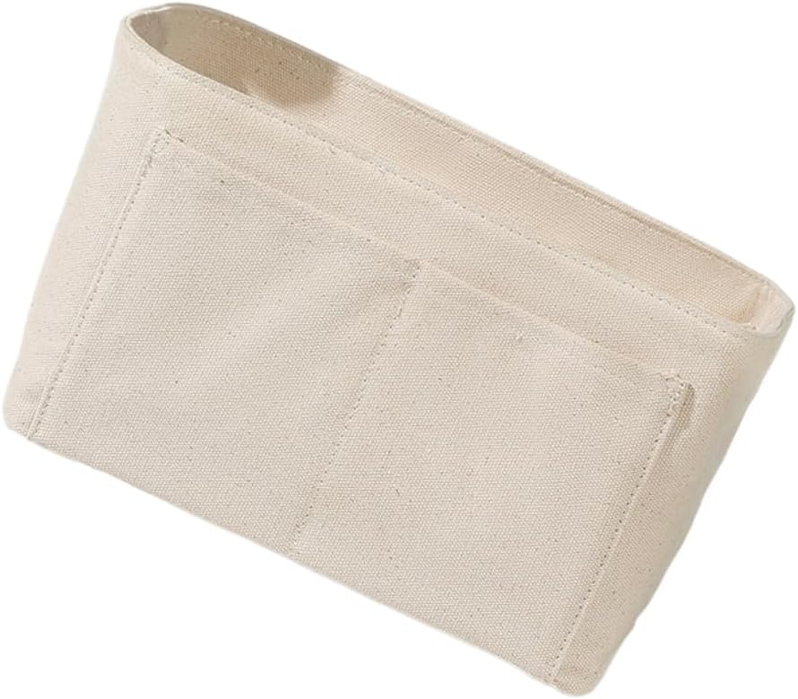Handbag Organizers Cotton Canvas Insert with Multiple Compartments Detachable for Tote Bags Simple Style Lightweight (Beige)
