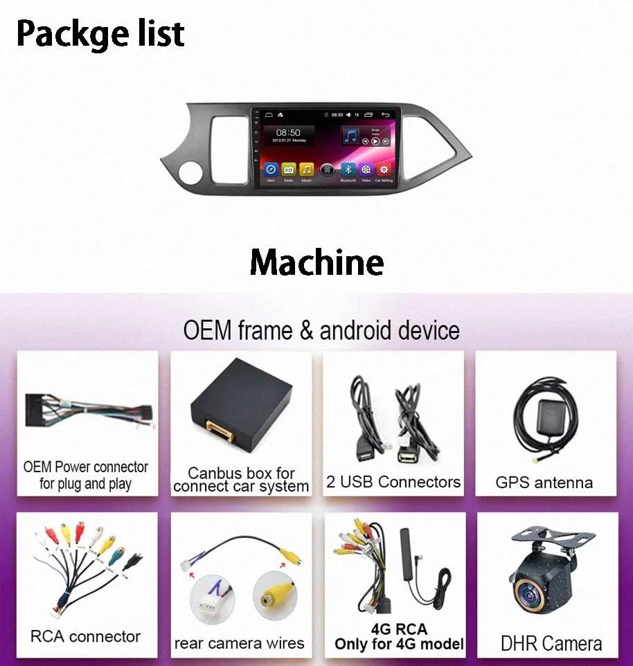 Radio de coche para Kia Morning 2 Picanto con Carplay y GPS pantalla táctil 7