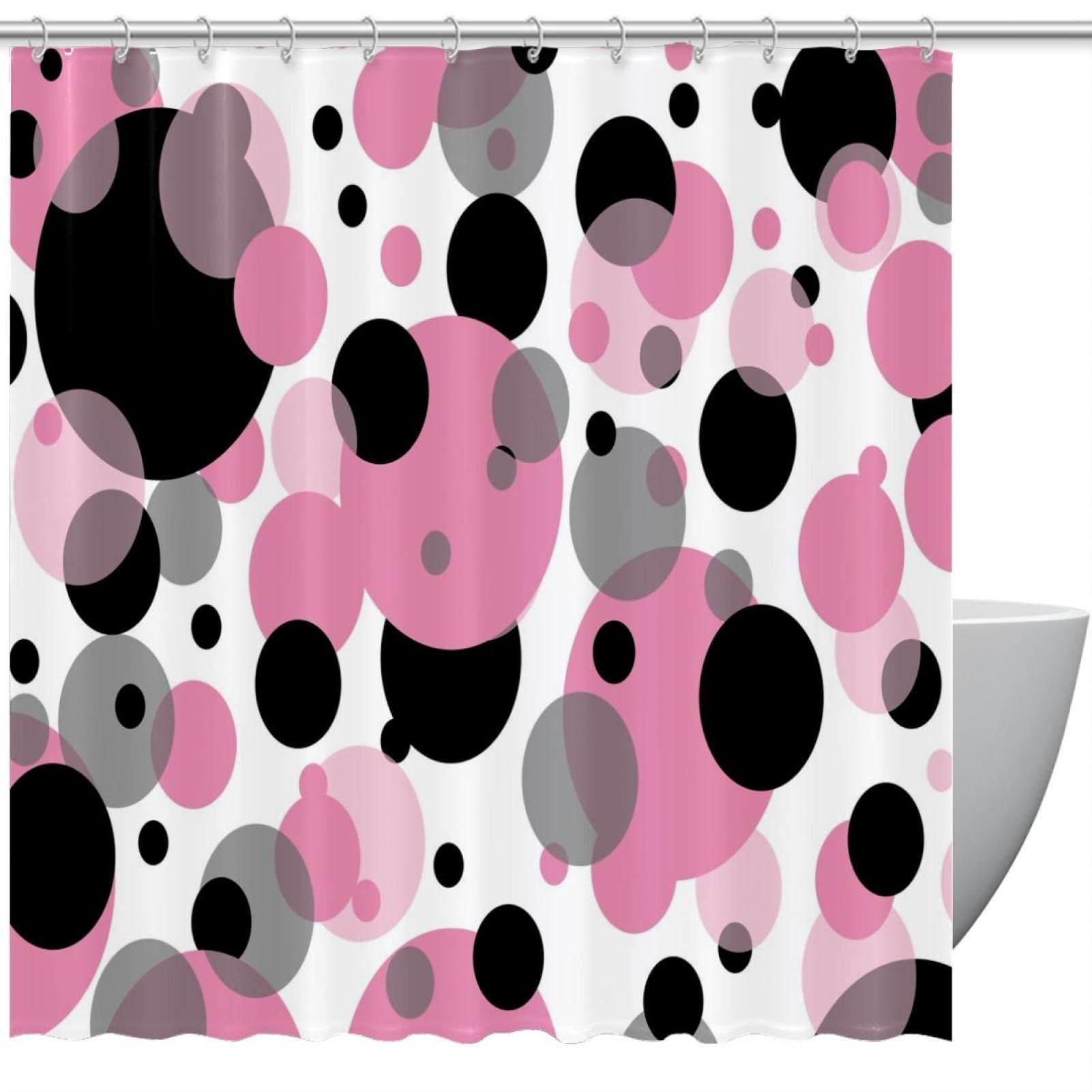 Rideau de douche moderne rose et noir 183x183 pour sublimer votre routine bien-être