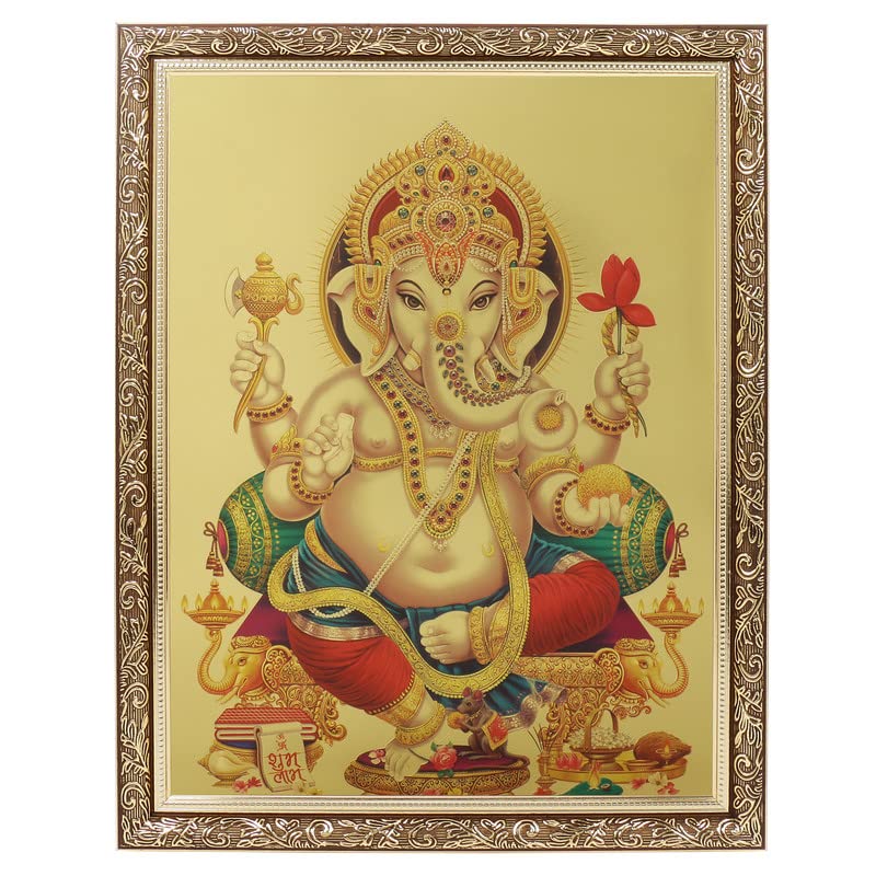 Cadre Ganesh feuille d'or 35,6x45,7 cm | Sublimez vos murs vides