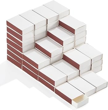 60PCS Blank Matches Containers 2.24 x 1.42 x 0.59 inches White DIY Match Books Storage Boxes Bulk Match Holder with Double-Sided Striker for Wedding Bridal Baby Birthday Party Favor EmptyNo Matches