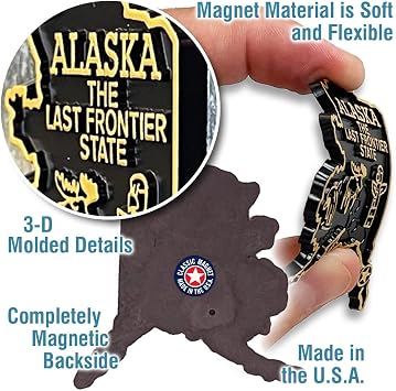 Alaska Small State Magnet by Classic Magnets, 2.2 x 2.2, Collectible 3D Rubber Vintage-Style Souvenirs and Gifts Made in the USA