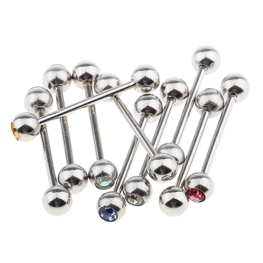 6x10 Stück 14 Strass Edelstahl Ball Lip Barbell