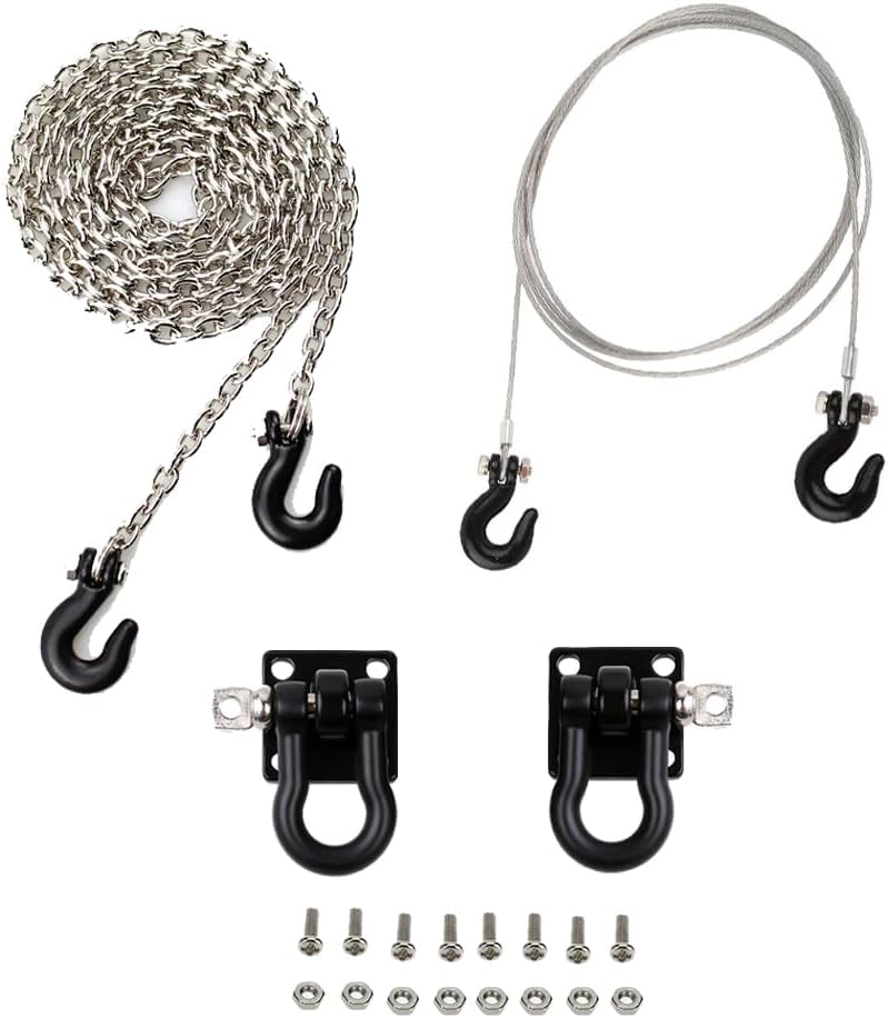 1/10 RC Crawler Tow Chain,Trailer Tow Rope,Rescue Hook Buckle for Traxxas TRX4 Axial SCX10 90046 Tamiya D90 TF2 CC01,1/10 Scale RC Accessories