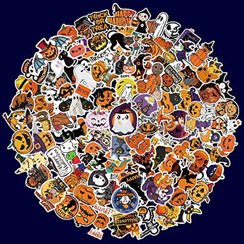 Halloween Pumpkin Decal Stickers Decorations 100 Pack , Funny Party Stickers for Mugs, notebooks, Luggage, refrigerators, Skateboards, Cell Phones, etc.