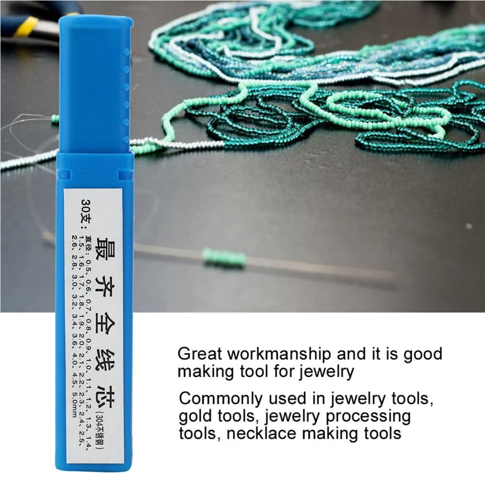 30 Pcs 3.94 Inch Steel Wire Metal Solid Cored Rods Professional Tool Kit with Storage Box for Jewelry Making and Necklace Crafting