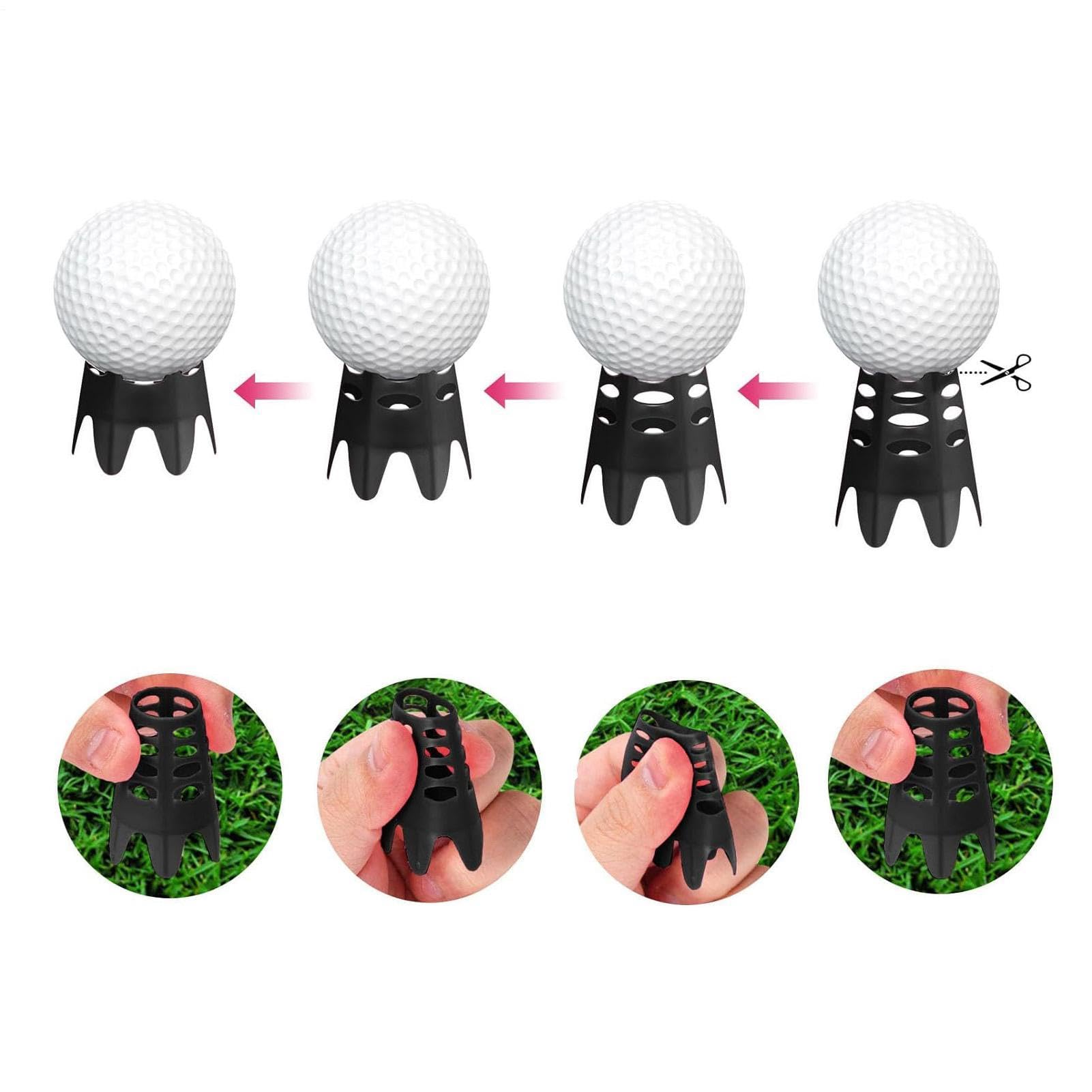 Tees para tapete golf Kit negro de gadgets de entrenamiento reutilizable y