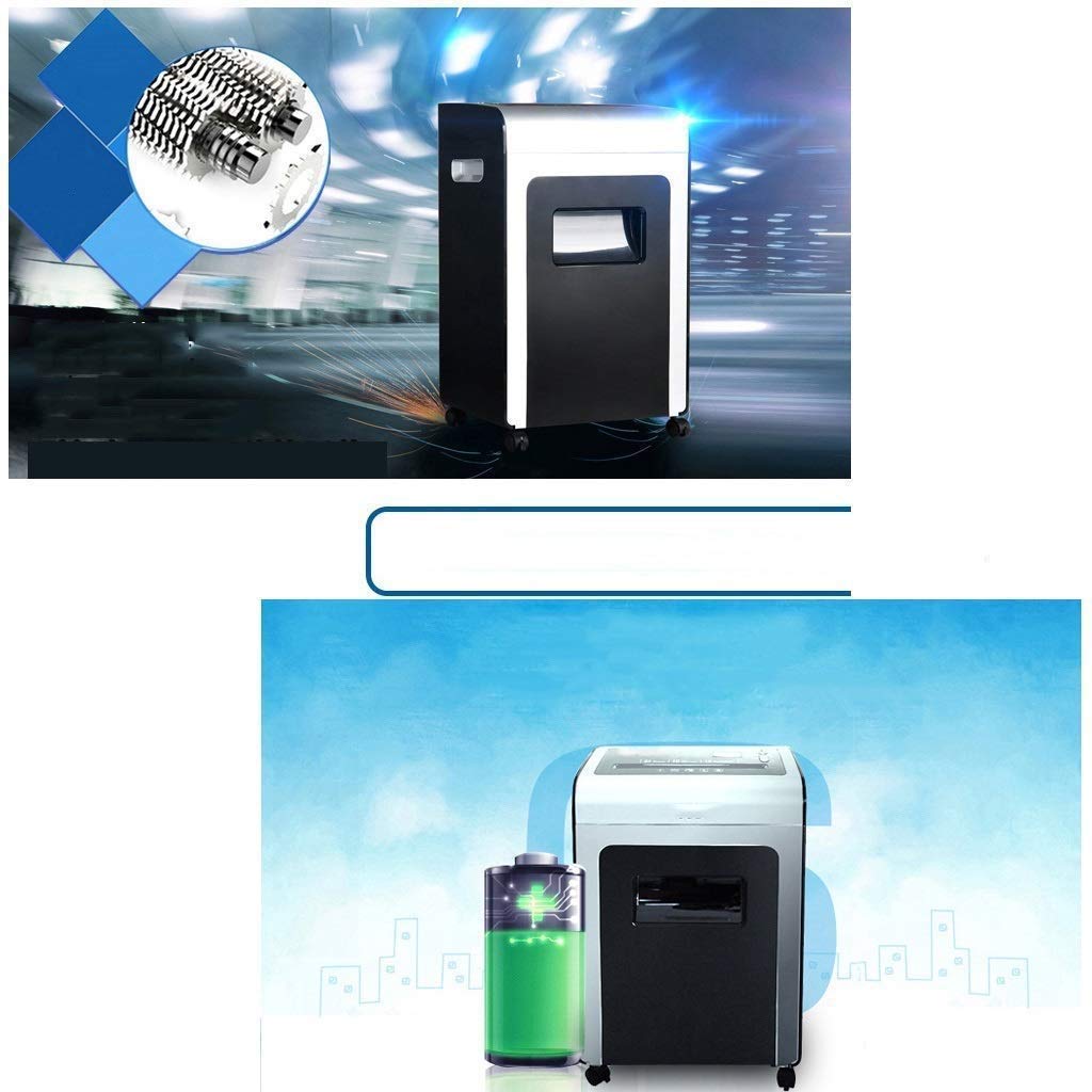Negro-Shredder for Trabajo Pesado de Papel con Cortes transversales, CD, Tarjeta de crédito Shredder con arrancamiento Basket y 4 Ruedas
