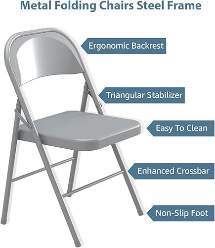 Miniatura 4 de V&LX Paquete de 4 sillas plegables de acero de 30 pulgadas con doble bisagra, para bodas, oficina, reuniones, fiestas, patio, eventos al aire libre,