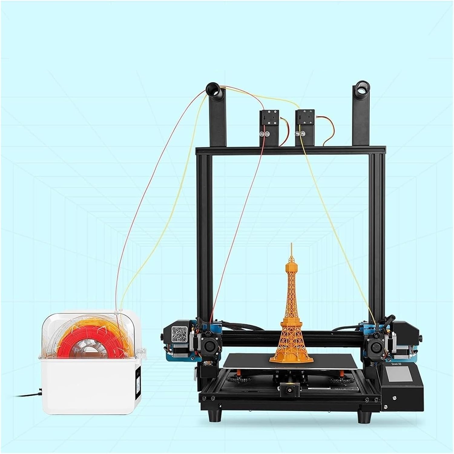 Filament Dryer 2023, SH01 Filament Dehydrator 3D Printer Spool Holder with Upgraded Fan, Dry Box for Keeping Filament Dry(UK Plug)