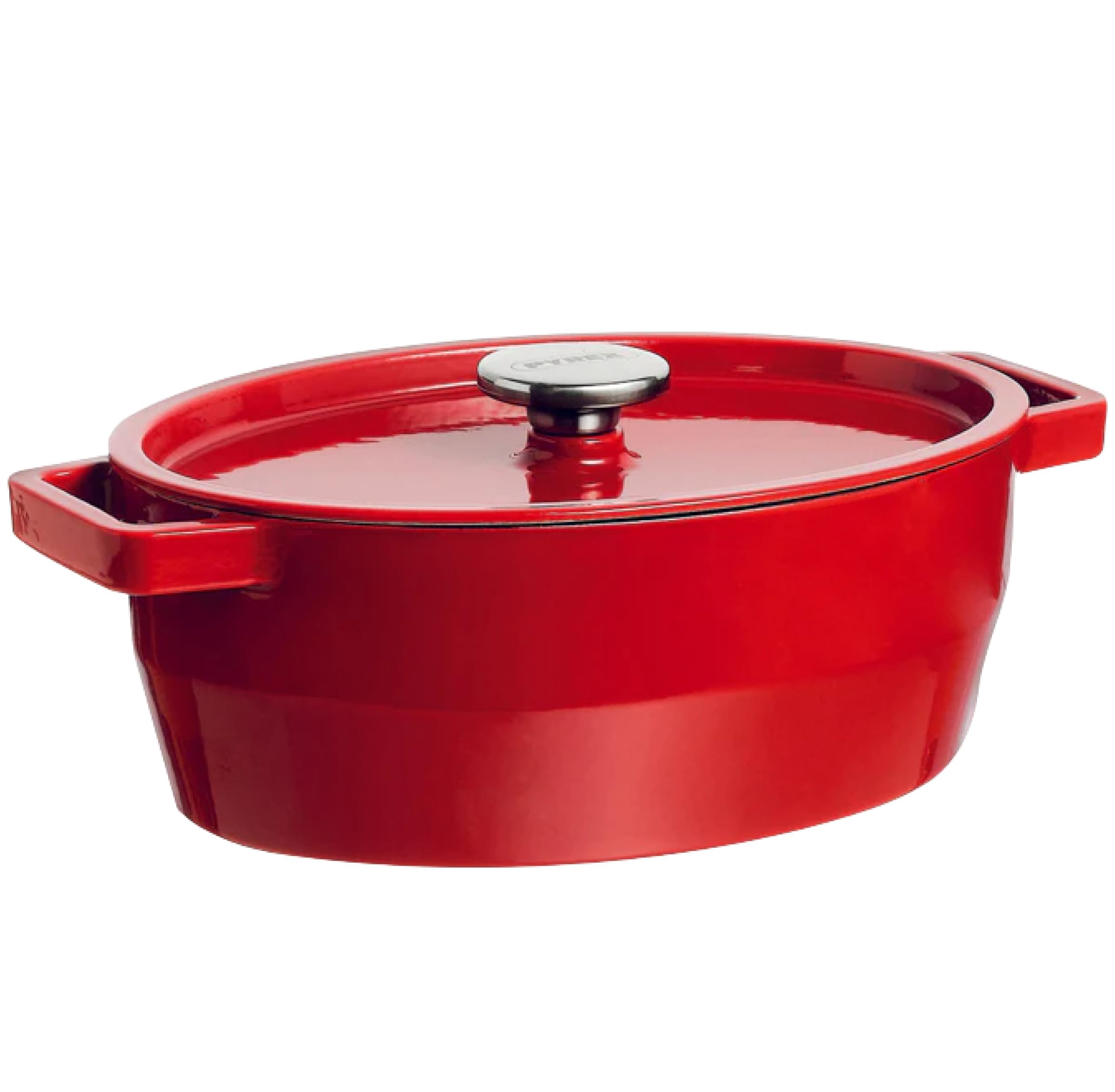 Pyrex - Cocotte En Fonte Ovale Rouge 29 cm - Cocotte avec Couvercle à Arrosage Intégré - Fonte émaillée Hautement Résistante - Polyvalente et Compatible Tous Feux - Ustensile de Cuisine - SlowCook