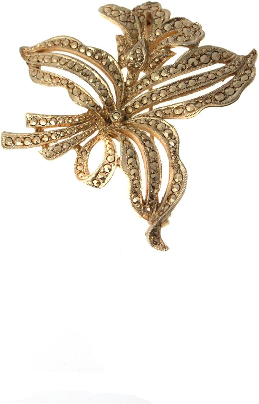 Vintage 1950s Kigu Gold Marcasite Leaf Brooch Amazon.co.uk Jewellery