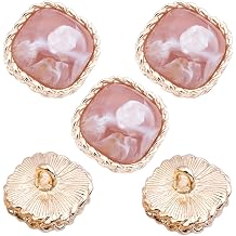 5 Pieces Women Buttons Square Gemstone Coat Sewing Buttons with Shank Removable Reusable for DIY Jewelry Making Supplies Pink, 22mm