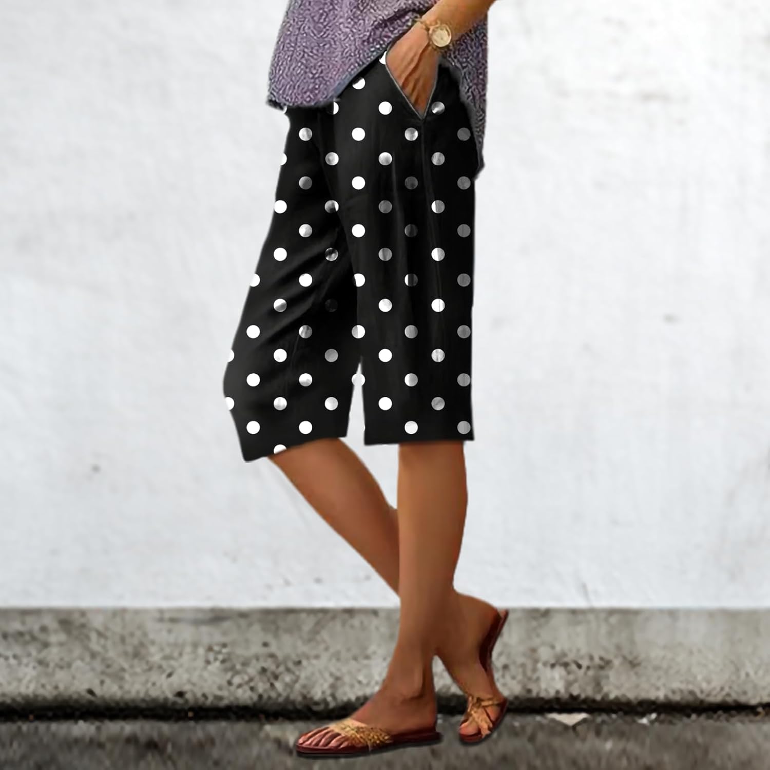 Long Shorts for Women Plus Size Hawaiian Beach Relaxed Mid Rise Pants Comfortable Retro Trendy Clothes - Image 2