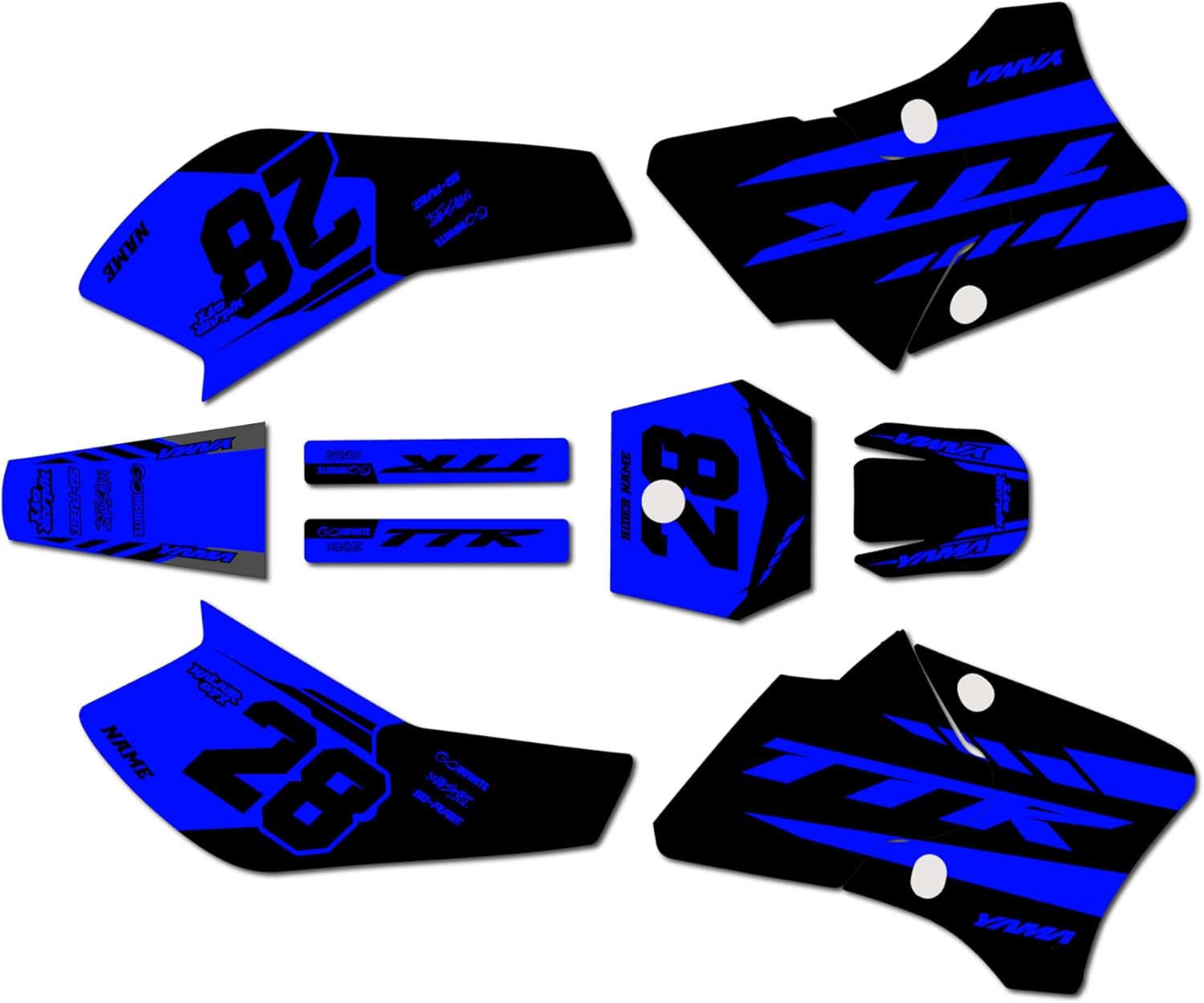 Graphics Kit for Yamaha Yamaha TTR90 (2000-2008) Factory Series Blue-Shift 9 Mil - Easy Go - Dirt Pit Bike Motorcycle Sticker, Dirtbike Racing Decal Motocross Accessories no-Plastics
