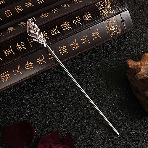 Metal Hairpin Female Hair Accessories Hair Fork Vintage Women Classic Chinese Style(silver&light purple)
