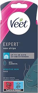 شرائط شمع باردة اكسبرت، شرائط لإزالة شعر الوجه للبشرة العادية بزبدة الشيا من 20 شريط، مع 4 مناديل مبللة لنهاية مثالية من فيت