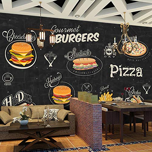 Yierlife 3D Wall Mural For Living Room Peel And Stick Wallpaper Burger Pizza Fast Food Food Large Self Adhesive Wall Art Removable Modern Artwork Print Sticker Home Decor #TOP1